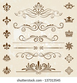 Vintage decoration design elements with page decor