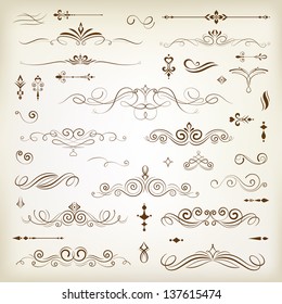 Vintage decoration design elements with page decor