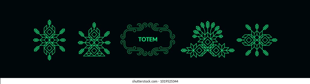 Vintage decoration element. Line art design for invitations, posters, badges. Linear element. Geometric style. Elegant luxury design template. Vector illustration.