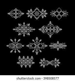 Vintage Decoration Element. Line Art Design for Invitations, Posters, Badges. Linear Element. Geometric Style. Ornate Element for Design. Line art Vector Illustration.