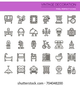 Vintage Decoration Elements , Thin Line and Pixel Perfect Icons
