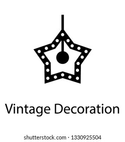 Vintage decoration, glyph vector icon.