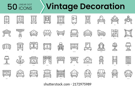 vintage decoration Icons bundle. Linear dot style Icons. Vector illustration