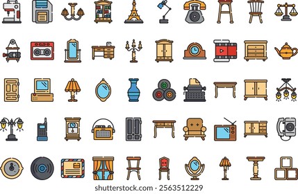 Vintage decoration icons High-Quality Vector Icons Collection with Editable Stroke. Ideal for Professional and Creative Projects.