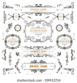 Vintage decorations curl elements.Classical calligraphic ornaments,frames,vignette,labels.Elegant Style Design Collection for greeting,Invitations, Banners,Posters,Badges,Logotypes and so on