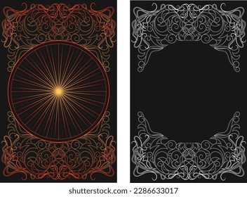 Vintage Decorations Flourishes Elements on black background