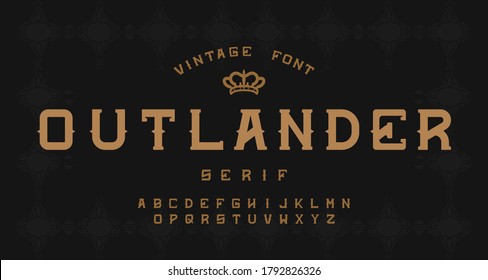 Vintage decorative alphabet serif font. Serif typography with retro concept for label, headline, logo, poster etc. vector