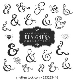 Vintage decorative ampersands collection. Hand drawn vector design elements.