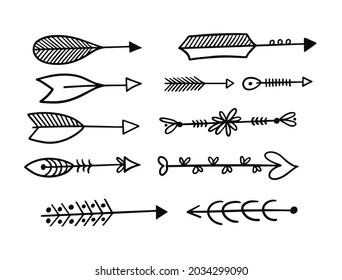 Vintage decorative arrows set black color vector illustration