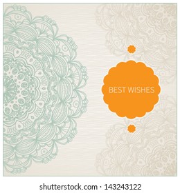 Vintage decorative background with lacy ornament. Place for your text. It can be used for decorating of invitations, cards and decoration for bags.