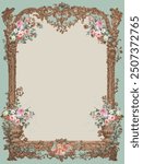 Vintage decorative baroque floral frame with flower vase illustration