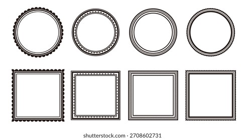 Conjunto de marco de borde decorativo de Antiguas. Elegante Ilustración vectorial de diseño retro para invitaciones de boda, menús de restaurantes y transmisión en vivo.