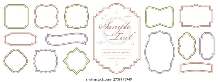 Conjunto de marco de borde decorativo de Antiguas. Elegante Ilustración vectorial de diseño retro para invitaciones de boda, menús de restaurantes y transmisión en vivo.