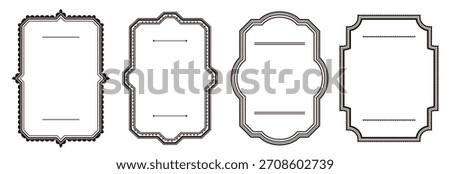Vintage decorative border frame set. Elegant retro design label vector illustration set for wedding invitations, restaurant menus, and live streaming.