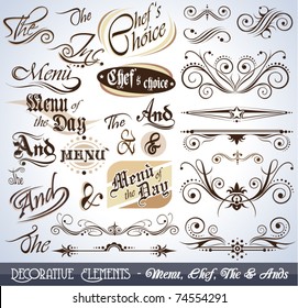 Vintage Decorative Calligraphic Elements: Men?, Chef's Choice, The & Ands.