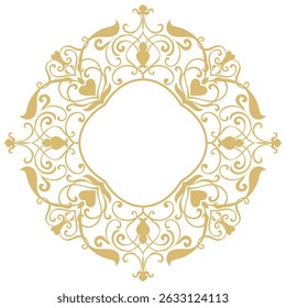 Vintage decorative circle frame for book cover, hardcover book, gold vintage pattern