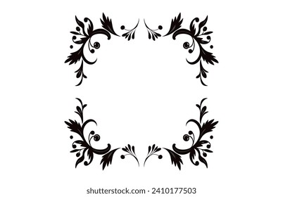 A vintage Decorative corner Frame Vector black outline design element isolated on a white background