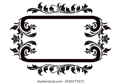 A vintage Decorative corner Frame Vector black outline design element isolated on a white background