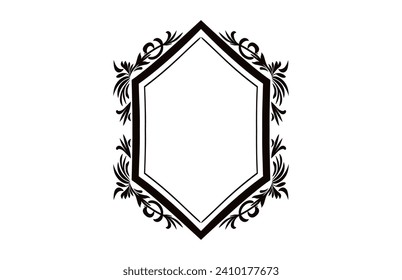 A vintage Decorative corner Frame Vector black outline design element isolated on a white background