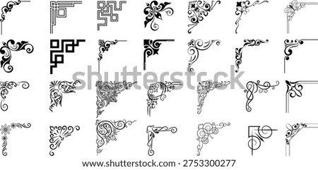 Vintage decorative corner ornaments. Vintage corner set. vector frame corners