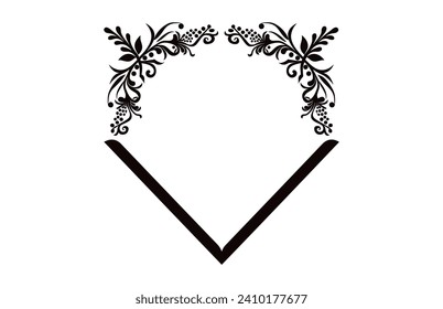 A vintage Decorative corner Vector black outline, Ornamental Corner design element