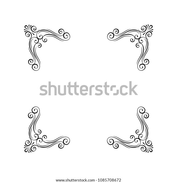 Vintage decorative corners. Calligraphic\
scroll filigree page decoration. Ornamental frames. Curl, swirls.\
Design elements. Vector\
illustration.