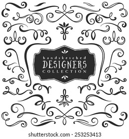 Vintage decorative curls and swirls collection. Hand drawn vector design elements