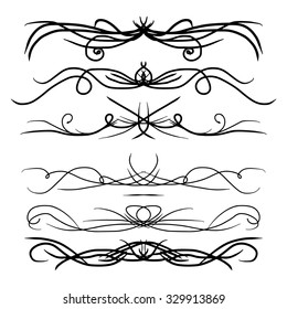 vintage decorative curls and swirls collection hand drawn vector design elements makeup line classic white ritual group traditional make edge pile old elderly elegant look ornate fancy beauty set silh