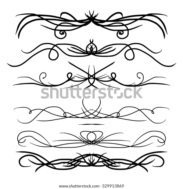 vintage decorative curls and swirls collection hand\
drawn vector design elements makeup line classic white ritual group\
traditional make edge pile old elderly elegant look ornate fancy\
beauty set silh