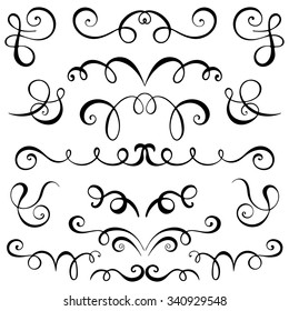 
Vintage decorative curls and swirls set. Hand drawn vector illustration design elements.