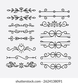 vintage decorative dividers floral ornaments vector set, Vintage Ornamental Divider Vector Set