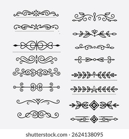 vintage decorative dividers floral ornaments vector set, Vintage Ornamental Divider Vector Set