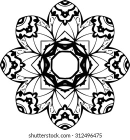 Vintage decorative elegant motif. Anti stress coloring book page for adults. Stylized lacy flower. Vector illustration.