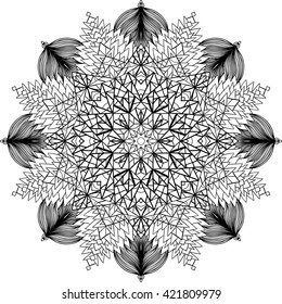 Vintage decorative elegant motif. Anti stress coloring book page for adults. Abstract mandala. Lacy vector ornament.