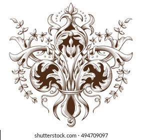 Vintage Decorative Element Engraving Baroque Ornament Stock Vector ...