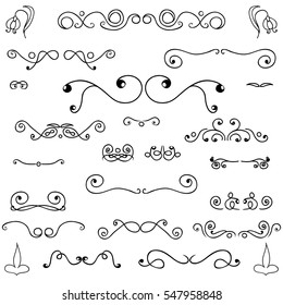 Vintage decorative element. Hand drawn vector design set.Vector illustration