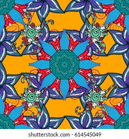 Vintage decorative element on a background. Invitation with colored mandala. Vector pattern for wedding card illustration.