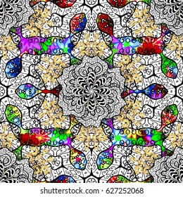 Vintage decorative element on a background. Invitation with colored mandala. Vector pattern for wedding card illustration.