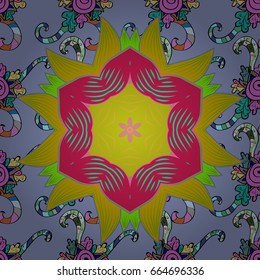 Vintage decorative element on a background. Invitation with colored mandala. Vector pattern for wedding card illustration.