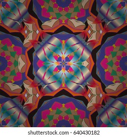 Vintage decorative element on a white background. Invitation with colored mandala. Vector pattern for wedding card illustration.