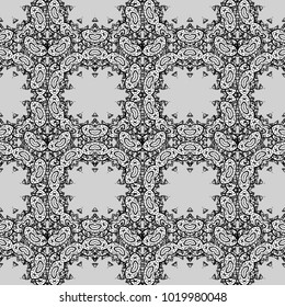 Vintage decorative elements. Abstract Mandala. Vector illustration. Islam, Arabic, Indian, turkish, pakistan, chinese, ottoman motifs. Oriental colored pattern on gray, white and black colors.