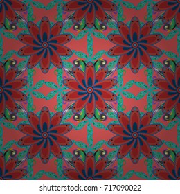 Vintage decorative elements. Abstract Mandala. Vector illustration. Islam, Arabic, Indian, turkish, pakistan, chinese, ottoman motifs. Oriental colored pattern on pink, blue and red colors.