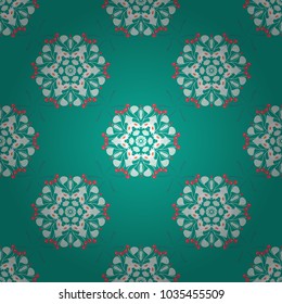 Vintage decorative elements. Arabic, Nepali, Indian, ottoman, oriental motifs. Unique asian pattern in neutral, white and green colors. Vector seamless pattern with mandalas, trendy print.