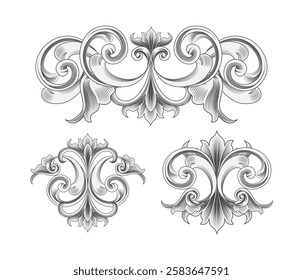 Vintage decorative elements art on black colour