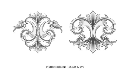 Vintage decorative elements art on black colour