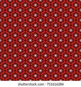 Vintage decorative elements in boho style. Indian, tibetan, ottoman motifs in neutral, white and red colors. Seamless vector mandala pattern.