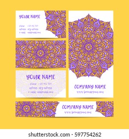 Vintage decorative elements. Business Cards and banners. Oriental pattern, vector illustration. Islam, Arabic Indian turkish motifs