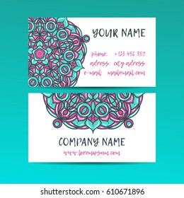Vintage decorative elements. Business Cards. Ornamental floral. Oriental pattern, vector illustration. Islam, Arabic Indian turkish motifs