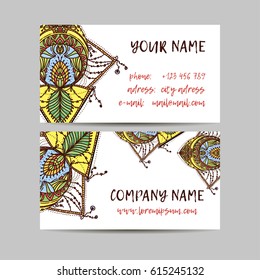 Vintage decorative elements. Business Cards. Ornamental floral. Oriental pattern, vector illustration. Islam, Arabic Indian turkish motifs