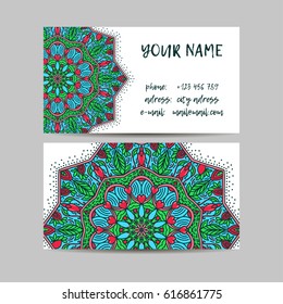 Vintage decorative elements. Business Cards. Ornamental floral. Oriental pattern, vector illustration. Islam, Arabic Indian turkish motifs
